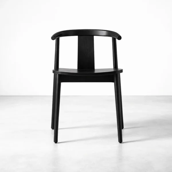 Teakwood dining chair in black polish front view by INTERIORZE
