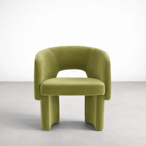 INTERIORZE Verdan upholstered dining chair front view in olive green fabric