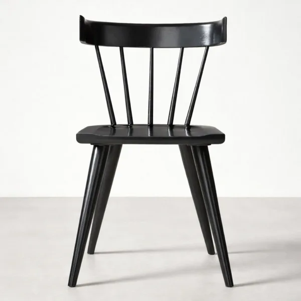 INTERIORZE Norvik solid teakwood black dining chair front view