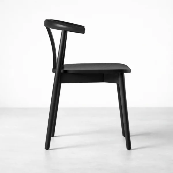 Side view teakwood dining chair black polish