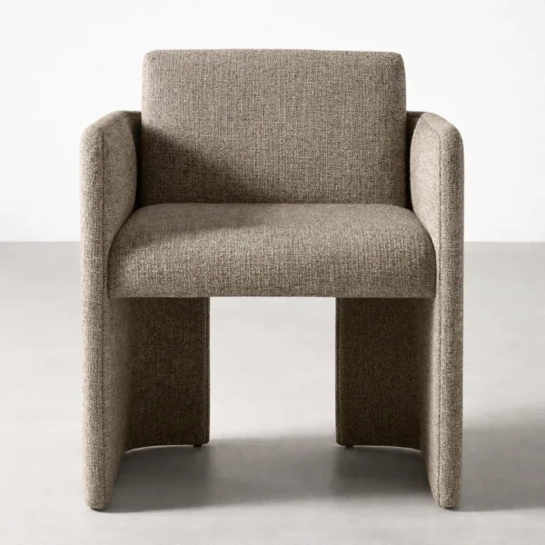 INTERIORZE Orvane fully upholstered dining chair front view in beige fabric