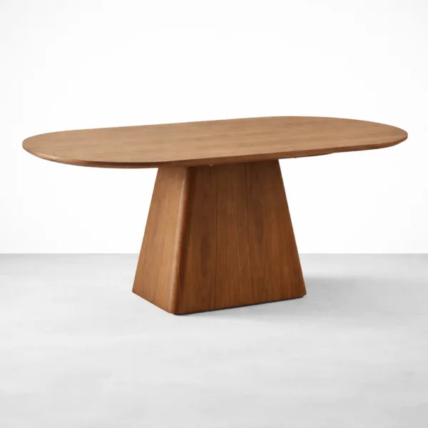 INTERIORZE Nivora solid teakwood oval dining table front view