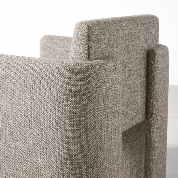 Close up of beige textured upholstery on INTERIORZE dining chair