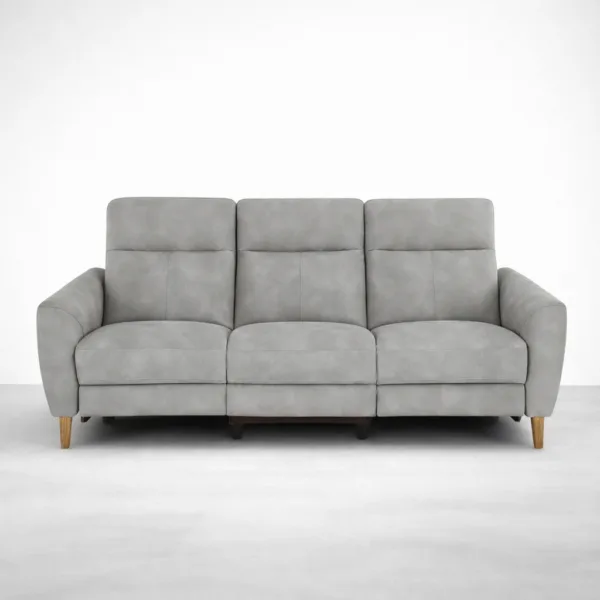 3 seater electric recliner sofa slate grey front view by INTERIORZE