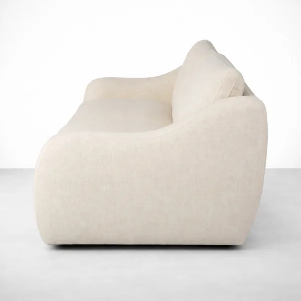 Beige fabric 2 seater electric recliner sofa side view INTERIORZE