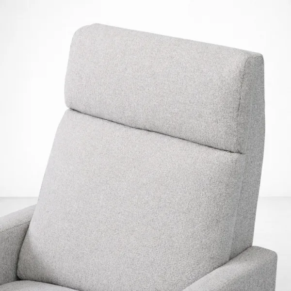 : Close-up of high back headrest upholstery on ash grey recliner chair by INTERIORZE