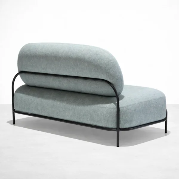Seafoam 2 Seater Sofa back angled view with matte black metal frame by INTERIORZE Nori