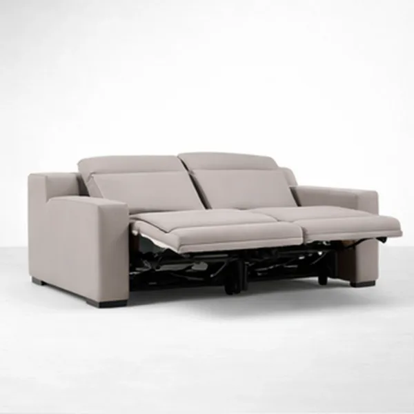 2 seater motorized recliner sofa recline extended view stone grey INTERIORZE