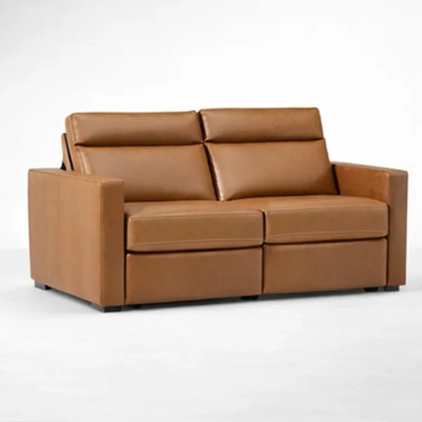 INTERIORZE 2 seater power recliner sofa front view in cognac upholstery