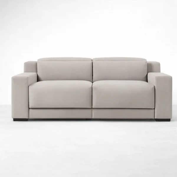 front straight view 2 seater motorized recliner sofa stone grey INTERIORZE