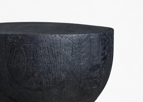 Handcrafted teakwood side table in black finish by INTERIORZE