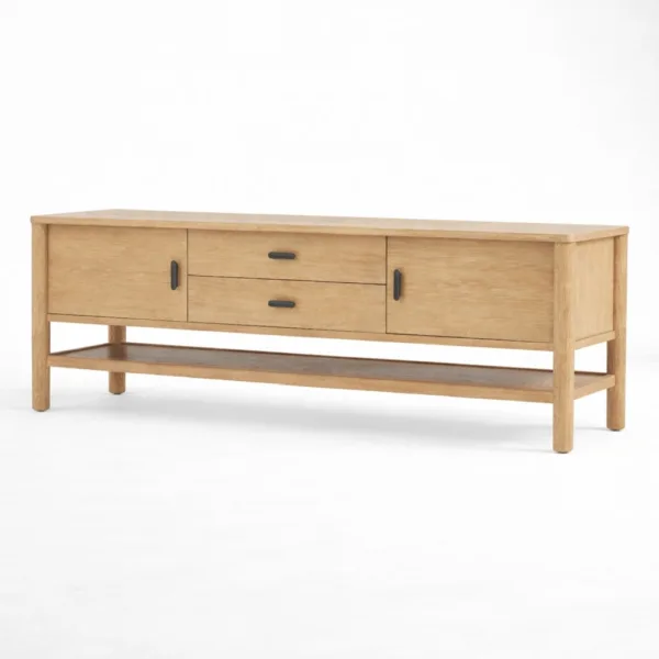 Linear Shelf Ash Wood Media Console by INTERIORZE