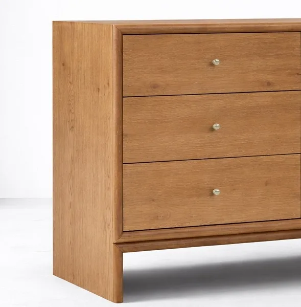 Panel Leg Ash Wood 6 Drawer Dresser