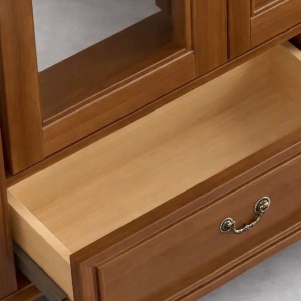 Arched Teak Wood Showcase Cabinet with Drawer