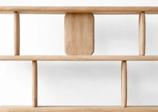 Open Shelf Ash Wood Showcase Cabinet