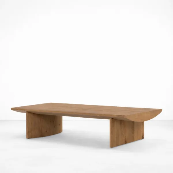 INTERIORZE Veyra rectangular teakwood centre table with sculptural open base