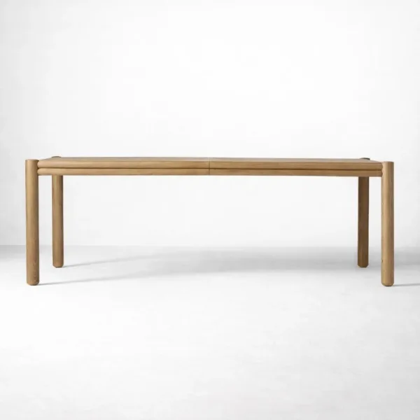 INTERIORZE Norvik solid teakwood extendable dining table with rounded legs