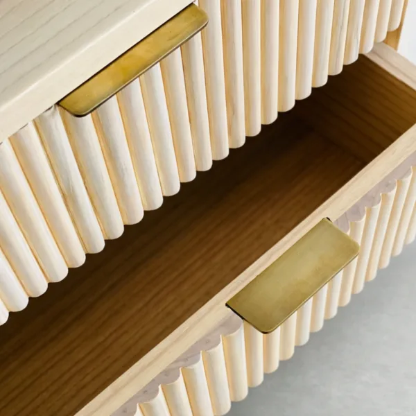 Ashwood bedside table with fluted drawer fronts and two drawers by INTERIORZE