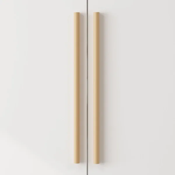White 3 door wardrobe by INTERIORZE in teak wood frame