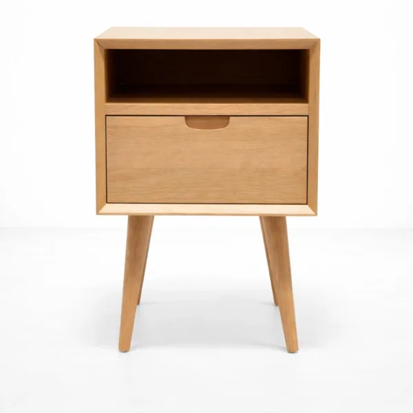 INTERIORZE Liora ashwood bedside table with drawer and open shelf in natural finish