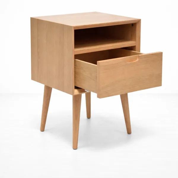 INTERIORZE Liora ashwood bedside table with drawer and open shelf in natural finish