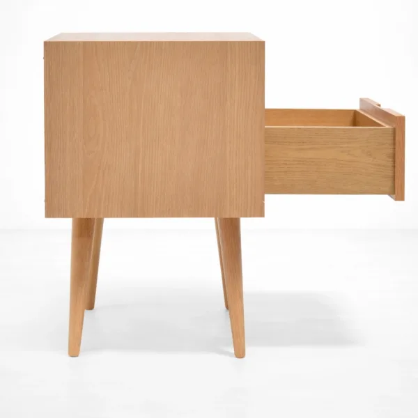 INTERIORZE Liora ashwood bedside table with drawer and open shelf in natural finish