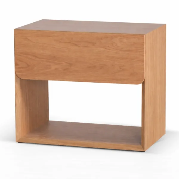 INTERIORZE Elara ashwood bedside table with floating drawer and open shelf in natural finish
