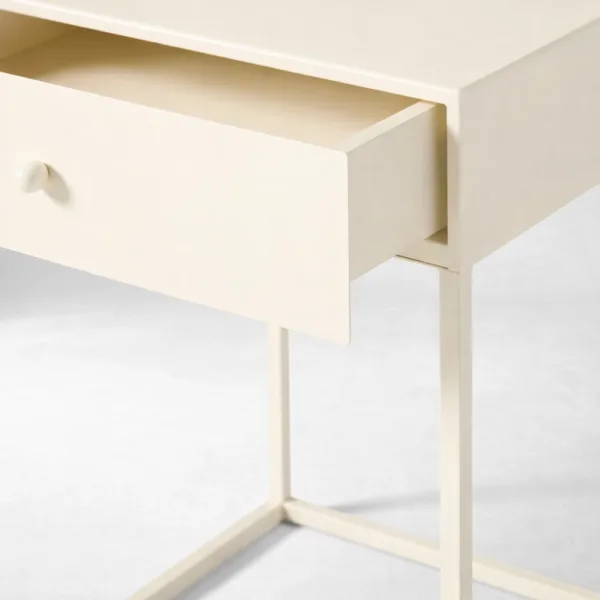 INTERIORZE ivory metal bedside table with drawer