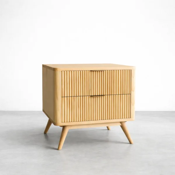 Ashwood bedside table with fluted drawer fronts and two drawers by INTERIORZE