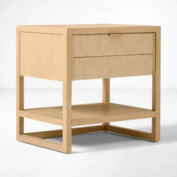 INTERIORZE ashwood bedside table with textured drawer front and open shelf