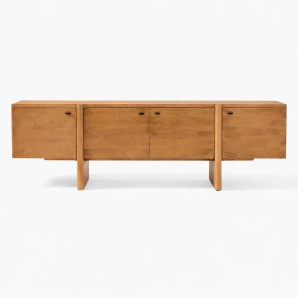 Span Block teak wood media console by INTERIORZE