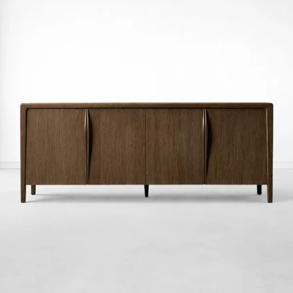 Arved Teak Wood Sideboard front view with four-door storage