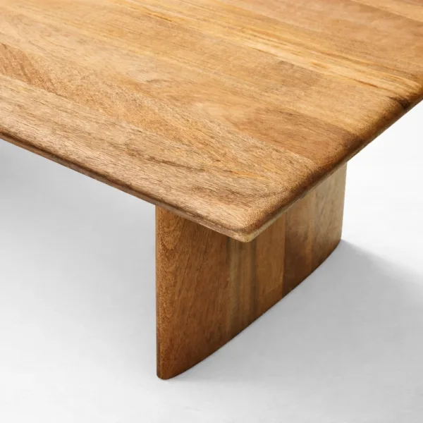 INTERIORZE teakwood dining table with rectangular top and panel legs in natural finish