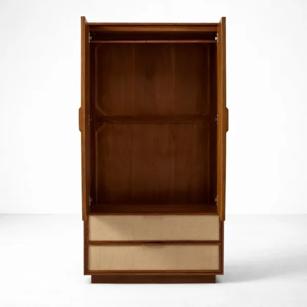 INTERIORZE Aster Cane Teak Wood Wardrobe