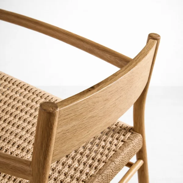 INTERIORZE Arlen teakwood woven arm chair with natural handwoven seat and solid wooden frame