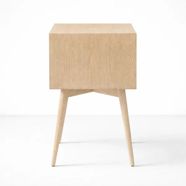 INTERIORZE ash wood bedside table with 2 drawers for bedroom