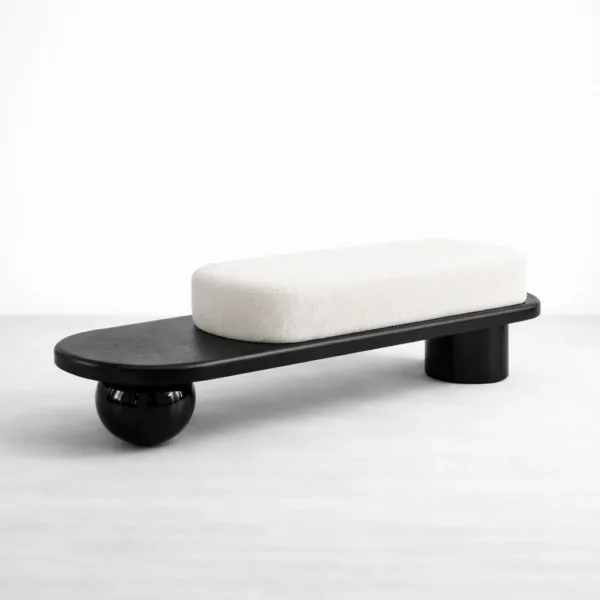 INTERIORZE Noir Orb Black Wood Platform Bench