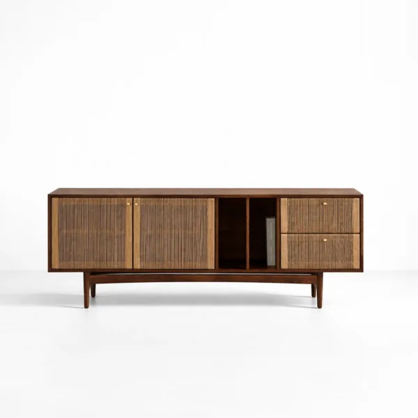 Cane Weave teak wood media console by INTERIORZE