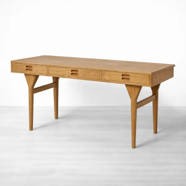 Ash wood study table with 3 drawers
