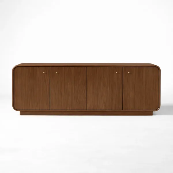 Arc Curve Teak Wood Media Console by INTERIORZE