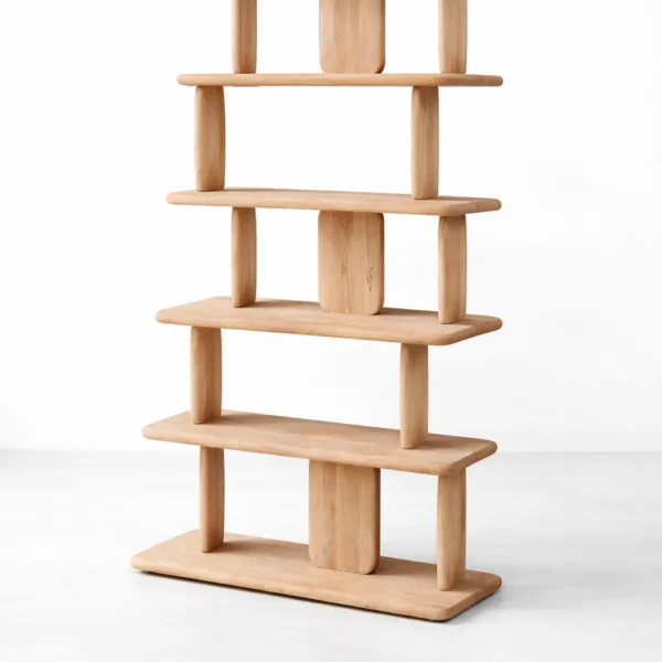 Open Shelf Ash Wood Showcase Cabinet