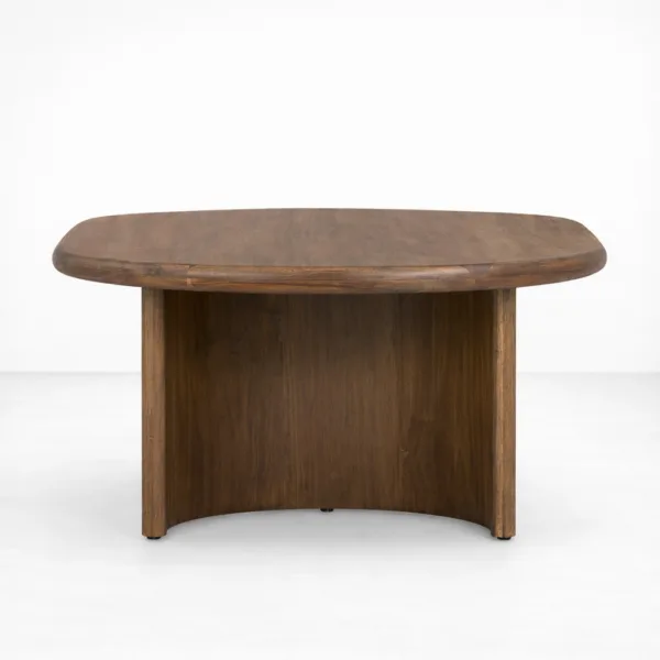 INTERIORZE Rovena oval teakwood centre table with dual pedestal base