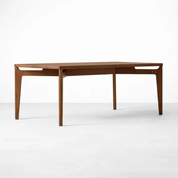 Front view of INTERIORZE Cavero solid teakwood extendable dining table