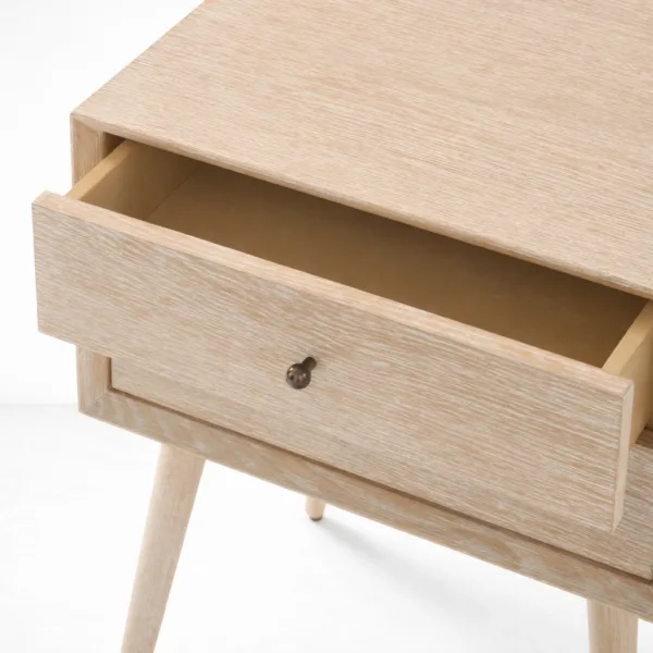 INTERIORZE ash wood bedside table with 2 drawers for bedroom