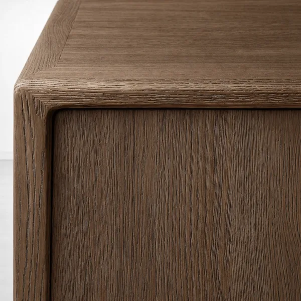 Arved Teak Wood Sideboard corner detail with framed edge