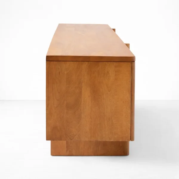 Span Block teak wood media console by INTERIORZE