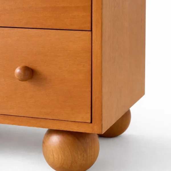 INTERIORZE Orba Ball Leg Teak Wood Chest of Drawers