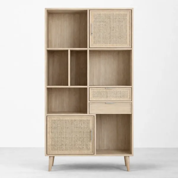 Ash Wood Cane Showcase Cabinet