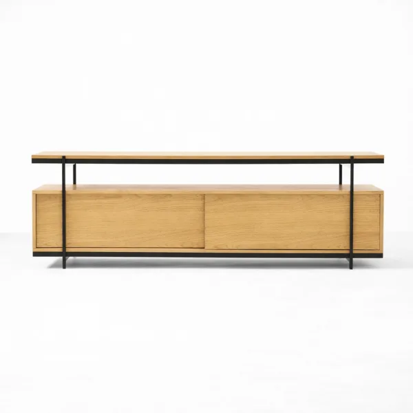 Bridge Shelf ash wood media console by INTERIORZE