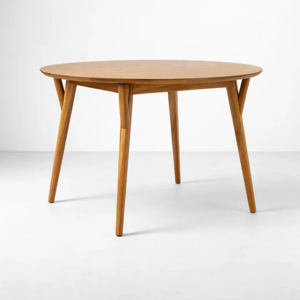 INTERIORZE Alvyn solid teakwood oval dining table with angled wooden legs